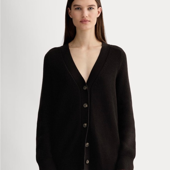 Everlane Chunky Knit Black Cardigan Sweater - Picture 3 of 10